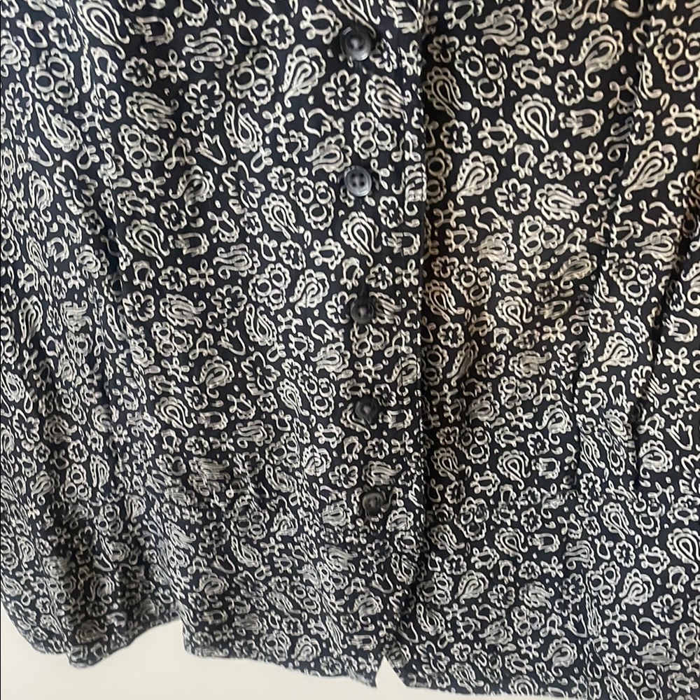 Madewell Black and White Relaxed Short Sleeve Cropped Blouse - Picture 3 of 5